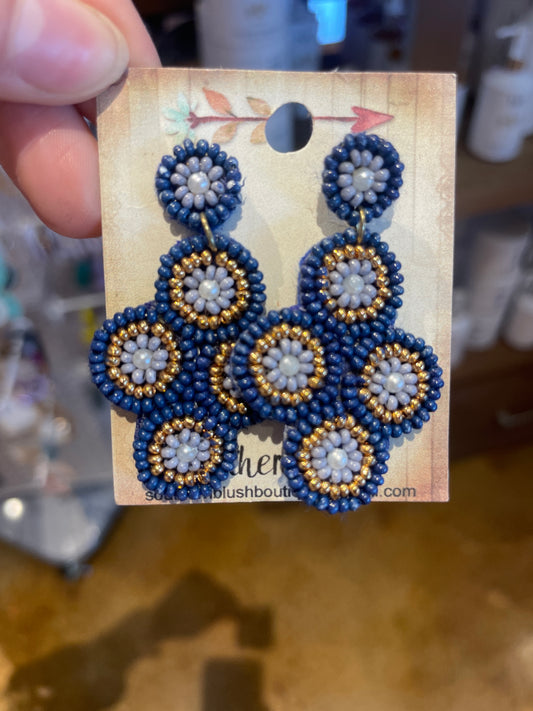 BLUE BEADED EARRING