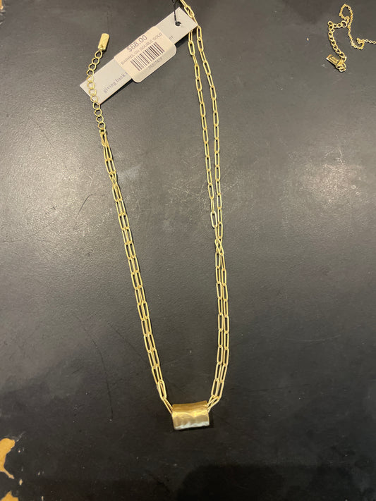 BARREL ON DOUBLE GOLD PAPERCLIP NECKLACE