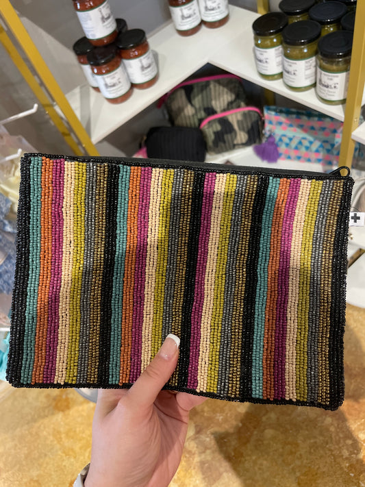 THIN STRIPE SEED BEAD CLUTCH