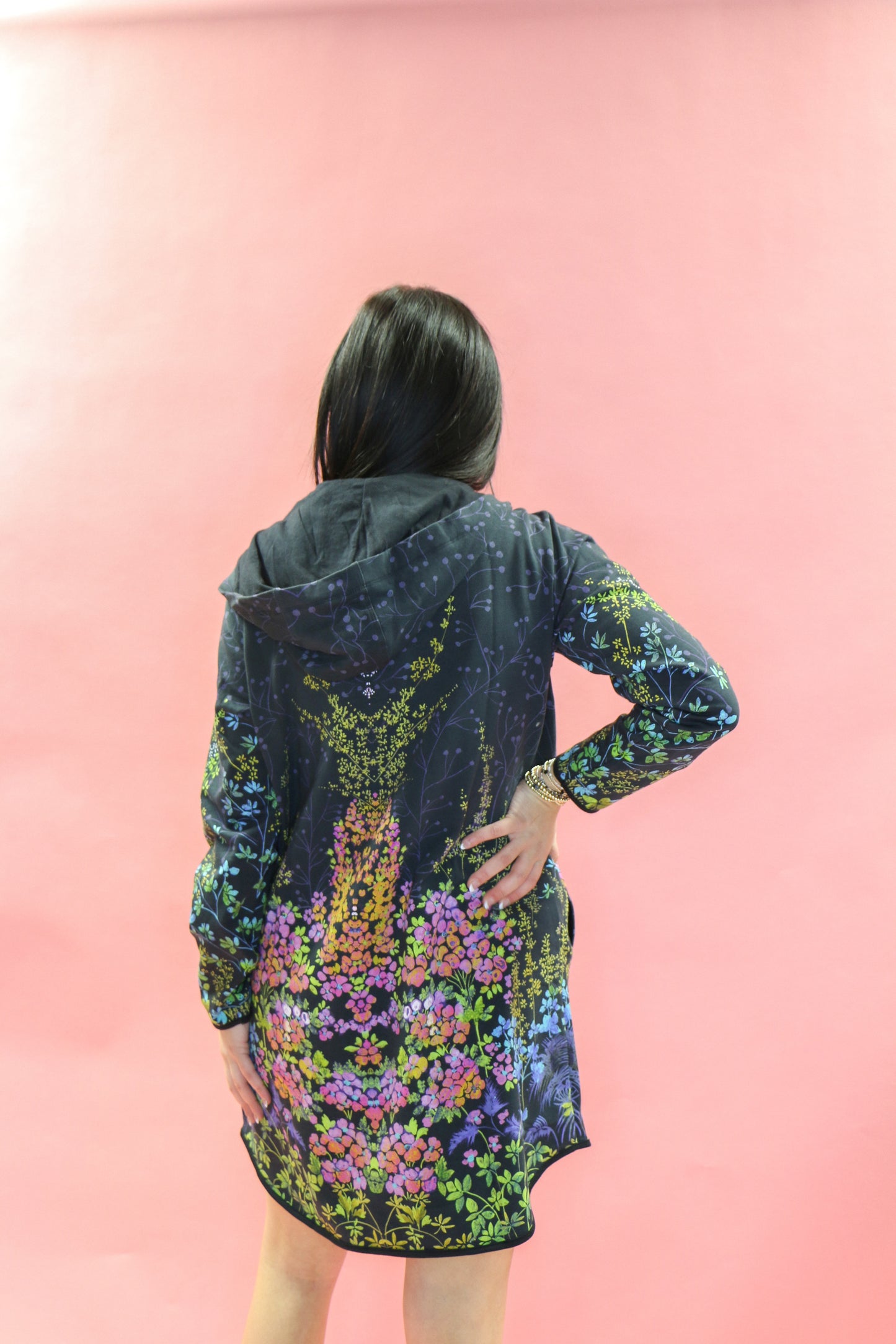 LONG HOODIE COAT- MAGIC GARDEN