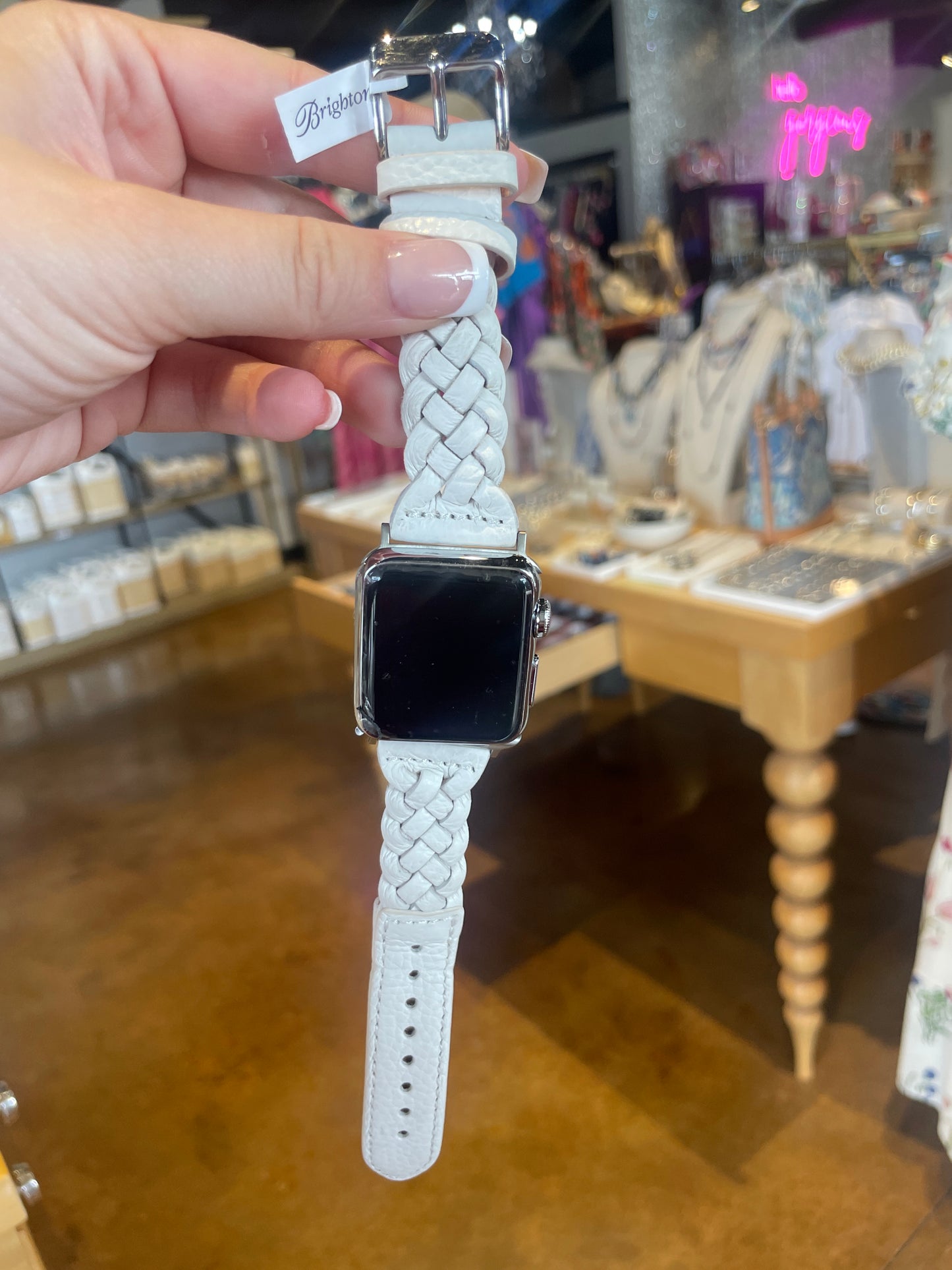cream braided watch band