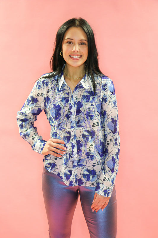 Blue rhinestone Blouse