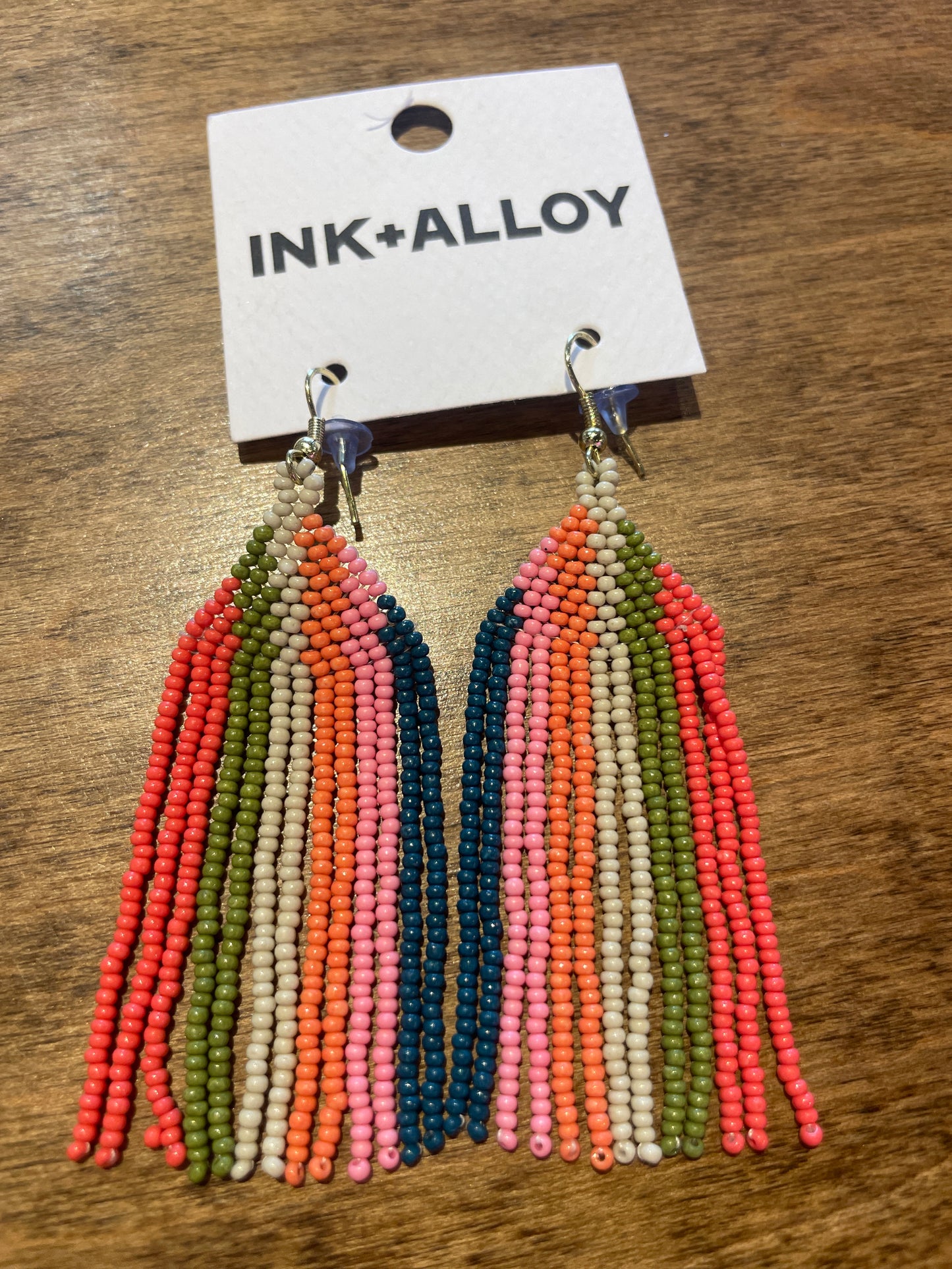 DOLLY VERTICAL STRIPE BEADED FRINGE EARRING