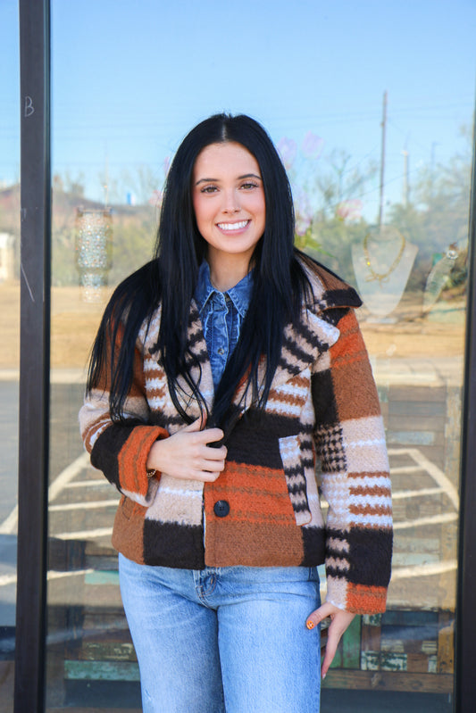 brown short jacket