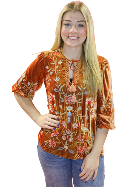 CLARA VELVET RELAXED BLOUSE