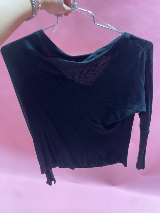 WAFFLE TEXTURED OFF SHOULDER SHIRT