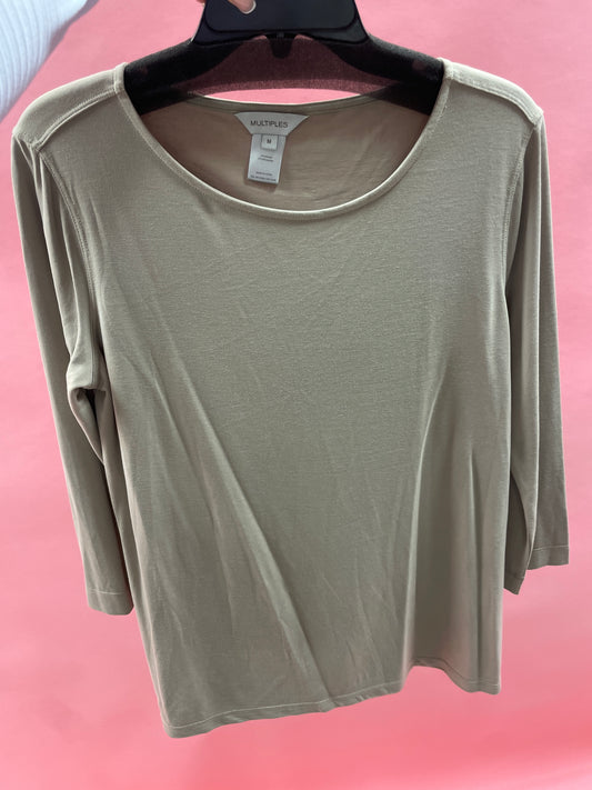 3/4 Slv Hi-Neck Top (Stone)