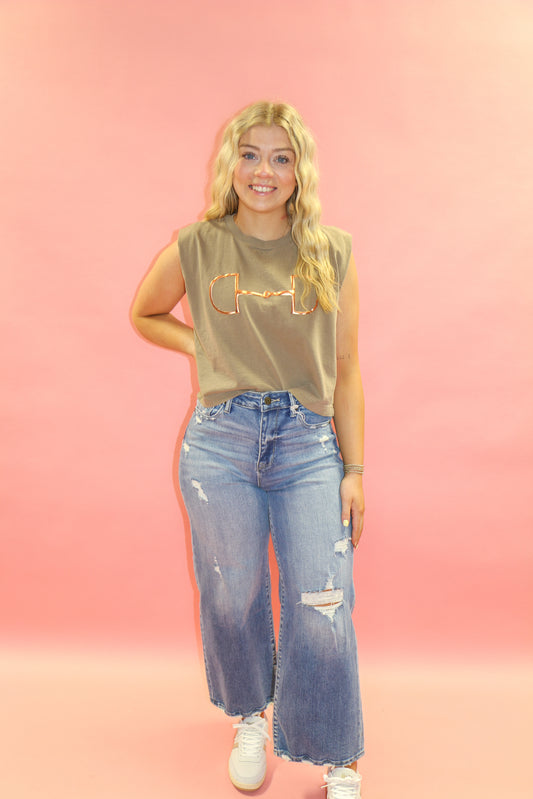 BIT MUSCLE TANK BROWN W METALLIC