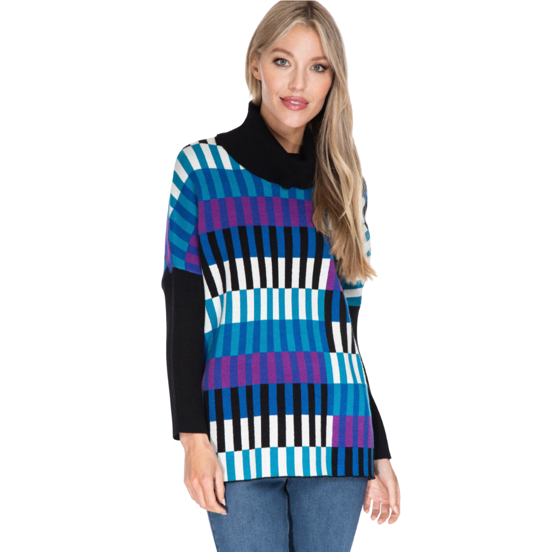 Purple/Teal Geometric Sweater