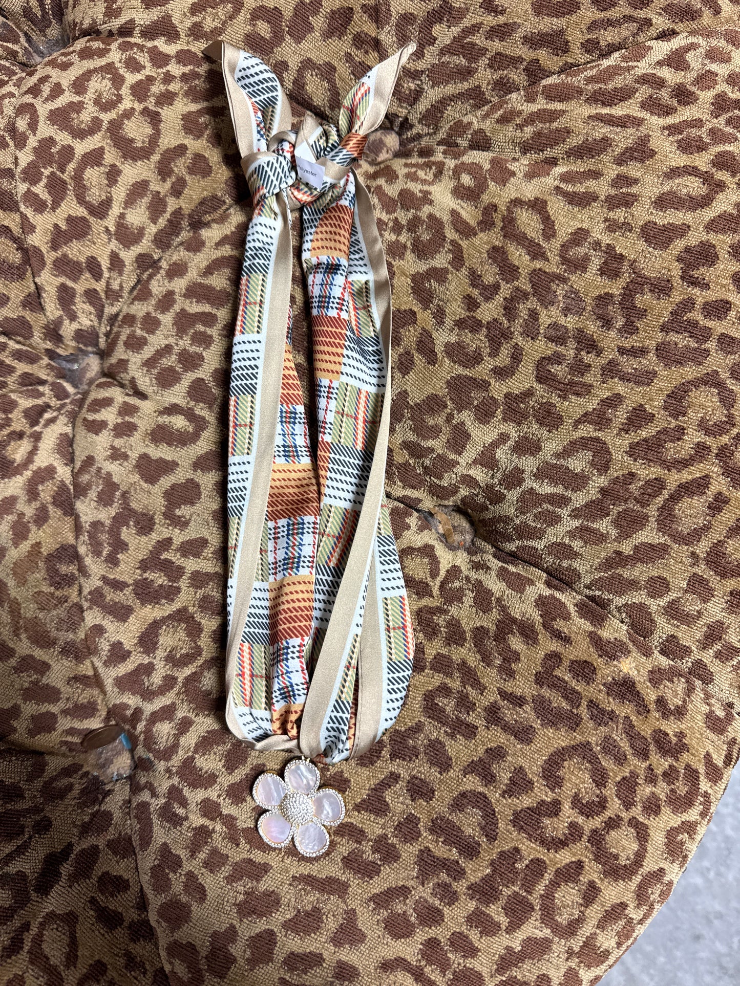 Ornate Flower on Scarf Necklace