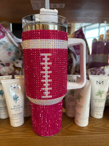 40 OZ BLING TUMBLERS FOOTBALL PRINT