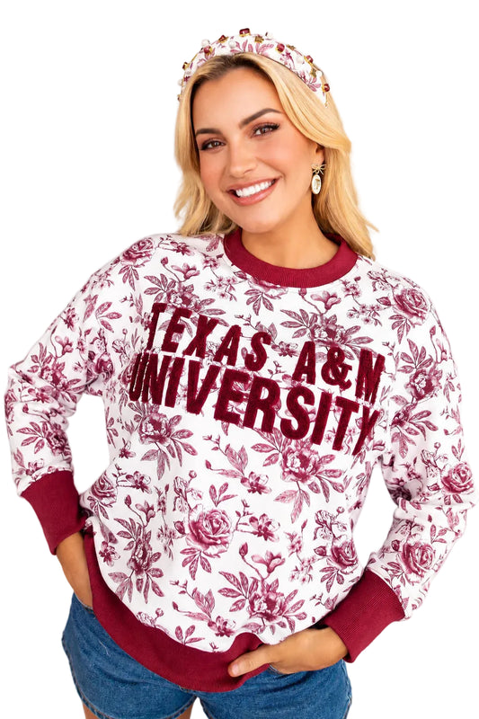 Texas A&M floral toile sweatshirt