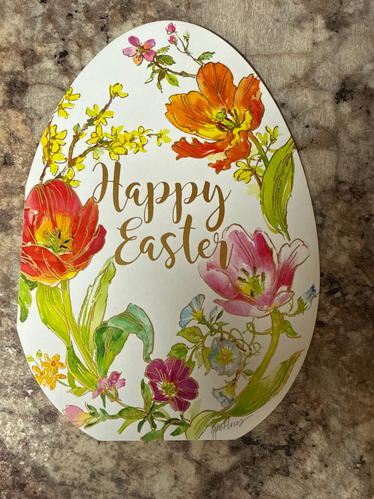 "Happy easter" egg shaped card