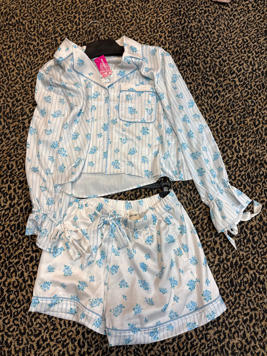 Stripe and Floral Print Satin Pajamas