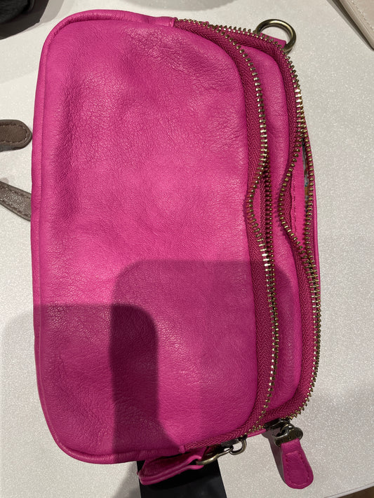 hot pink leather belt bag
