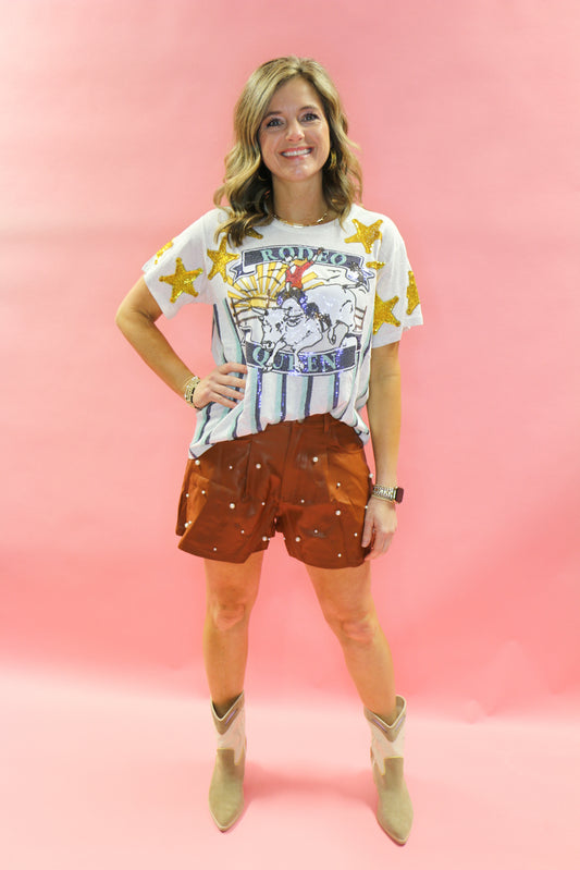 Pintuck pearl shorts