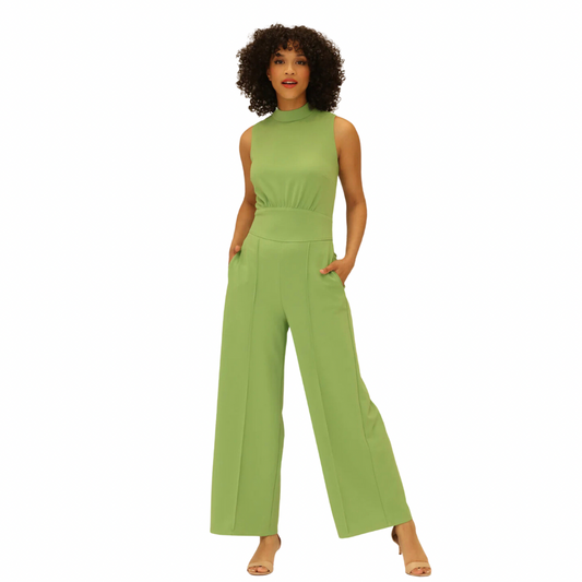 FOREST GREEN MOCK NECK JUMPSUIT