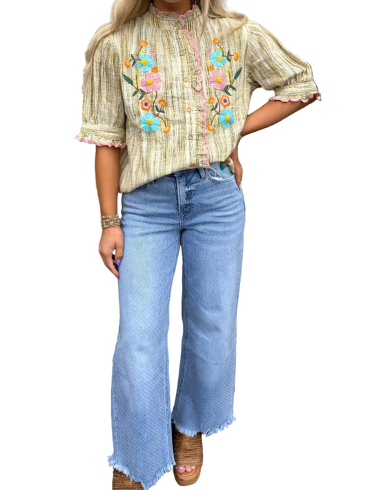 Ribbon Embroidered Blouse