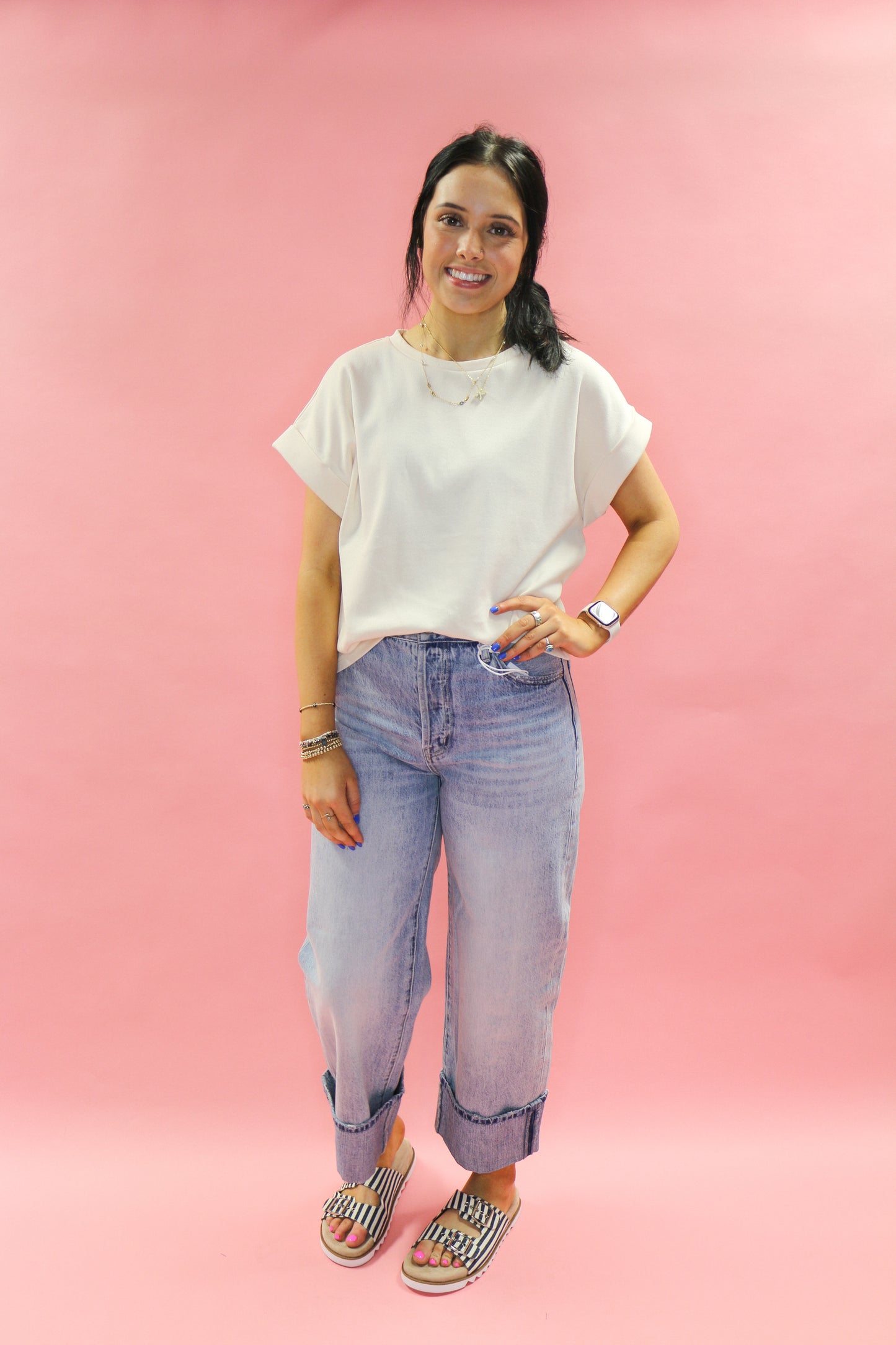 Drop Short Sleeve  Knit Top