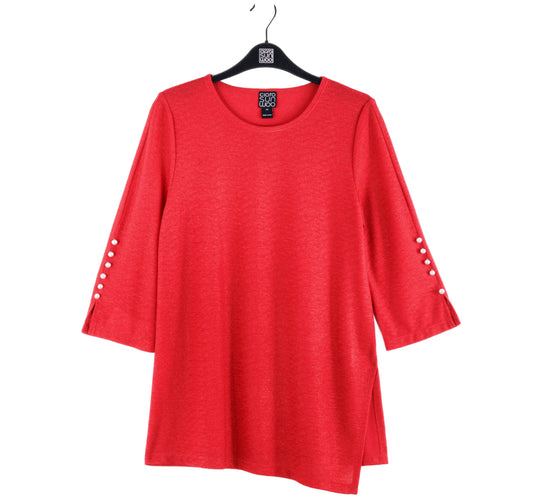 Shimmer Sheen Scoop Neck Angled Knit Tunic