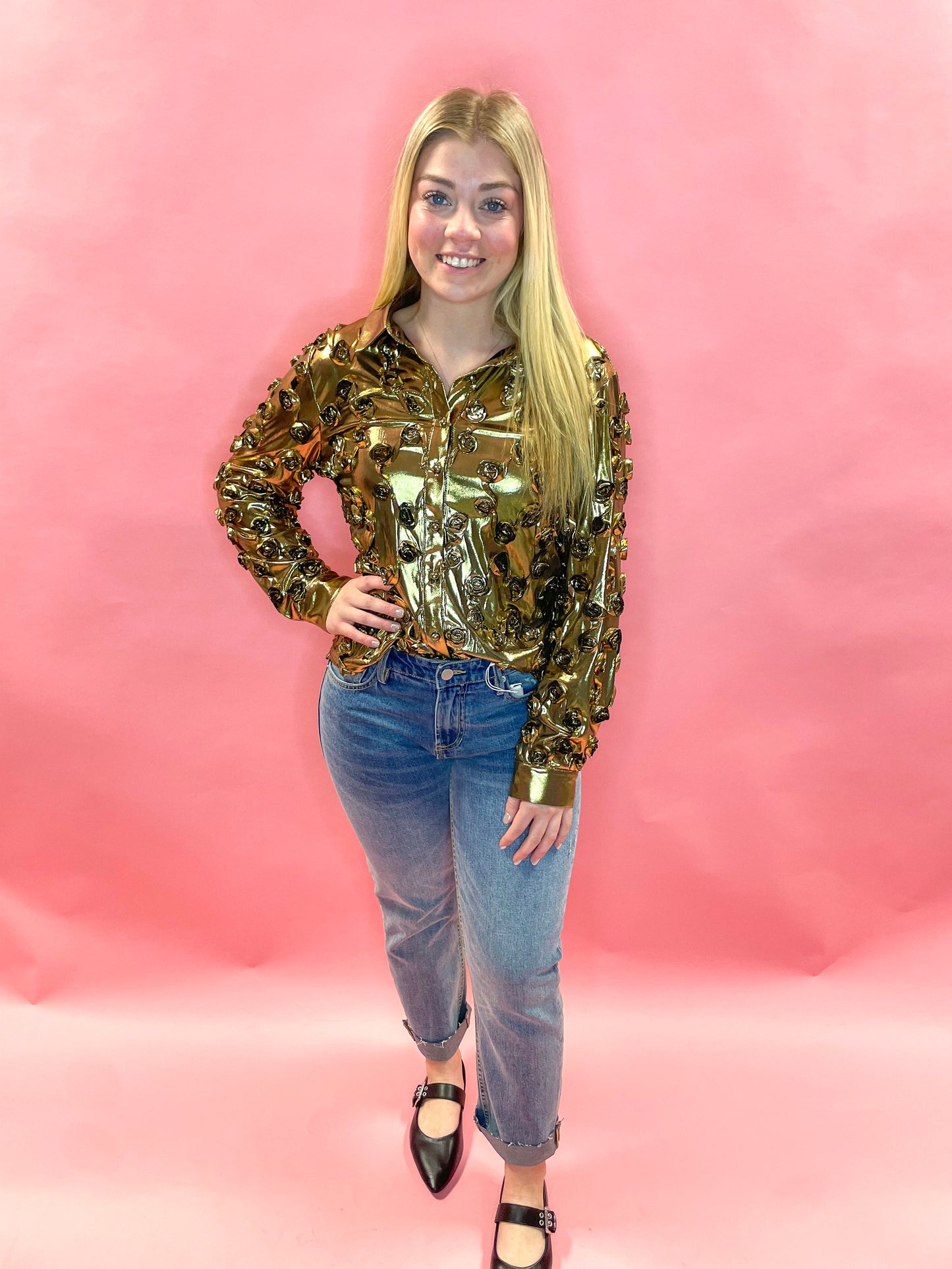 Rose Charlene Button Up