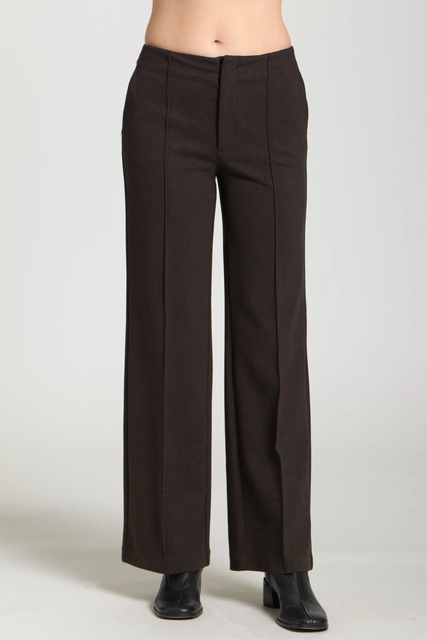 Front Zip Pant With Pin-Tucked  Leg