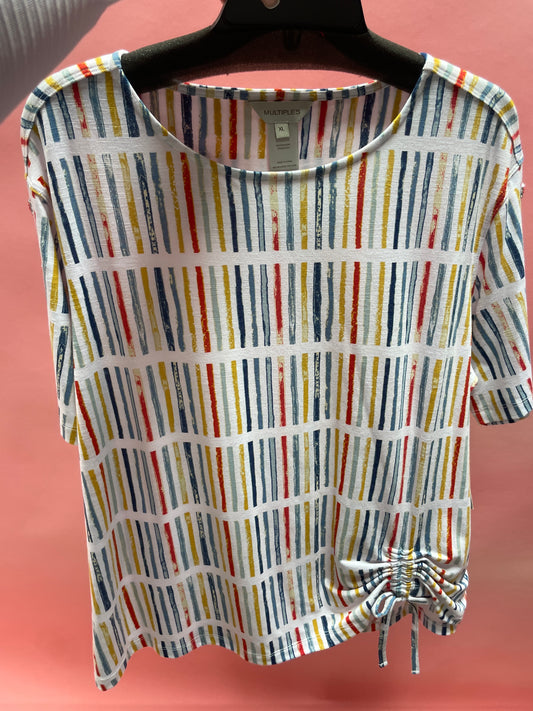 WHITE WITH COLORFUL STRIP TOP