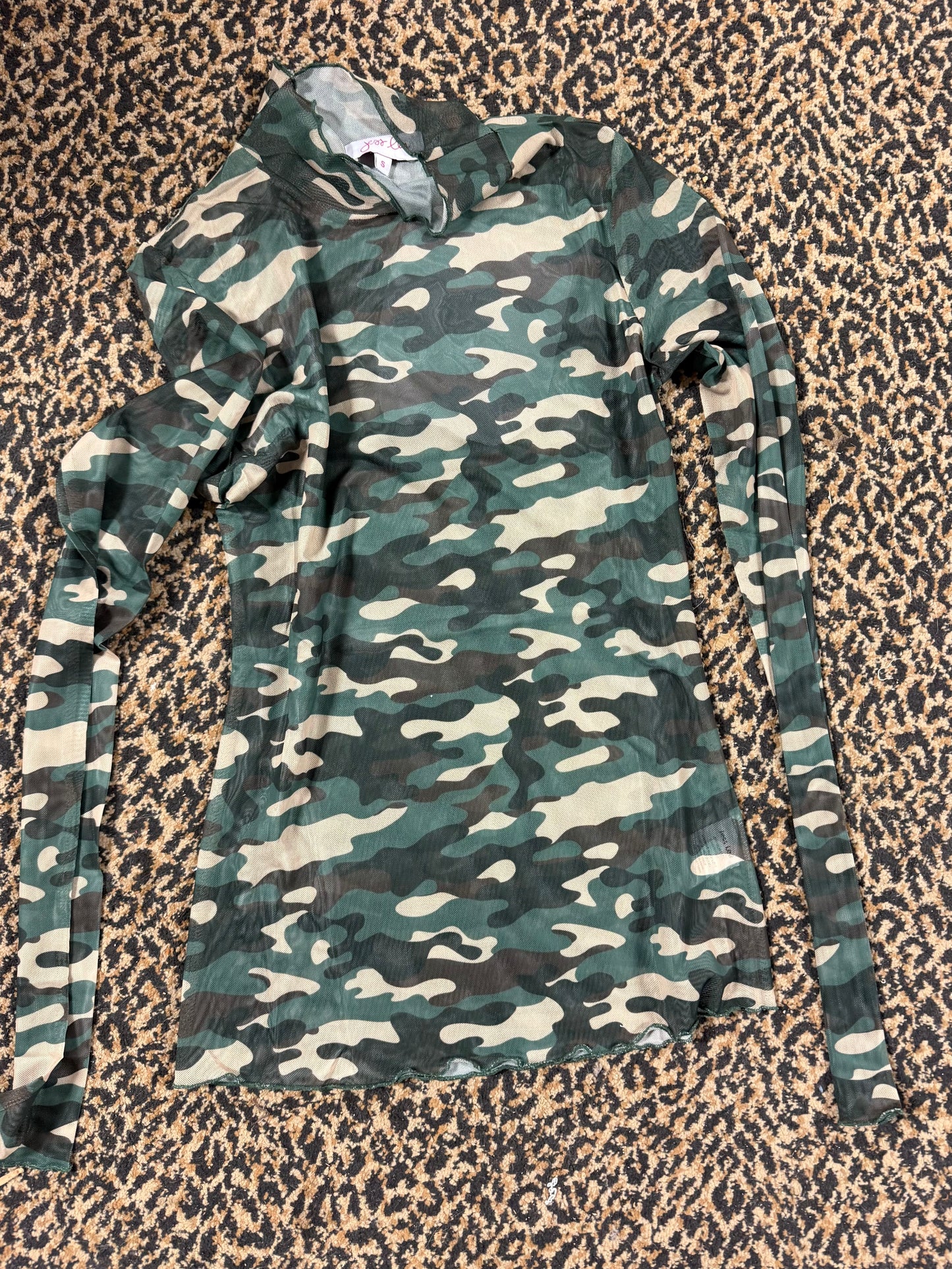 camo mesh top