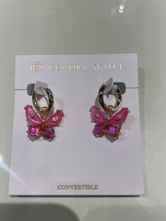 BIANCA BUTTERFLY HUGGIE EAR GOLD PINK