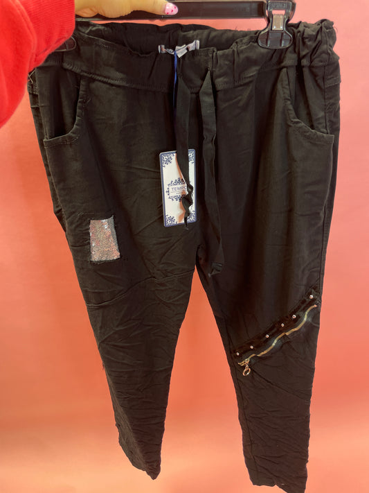 BLACK SEQUIN STAR JOGGERS