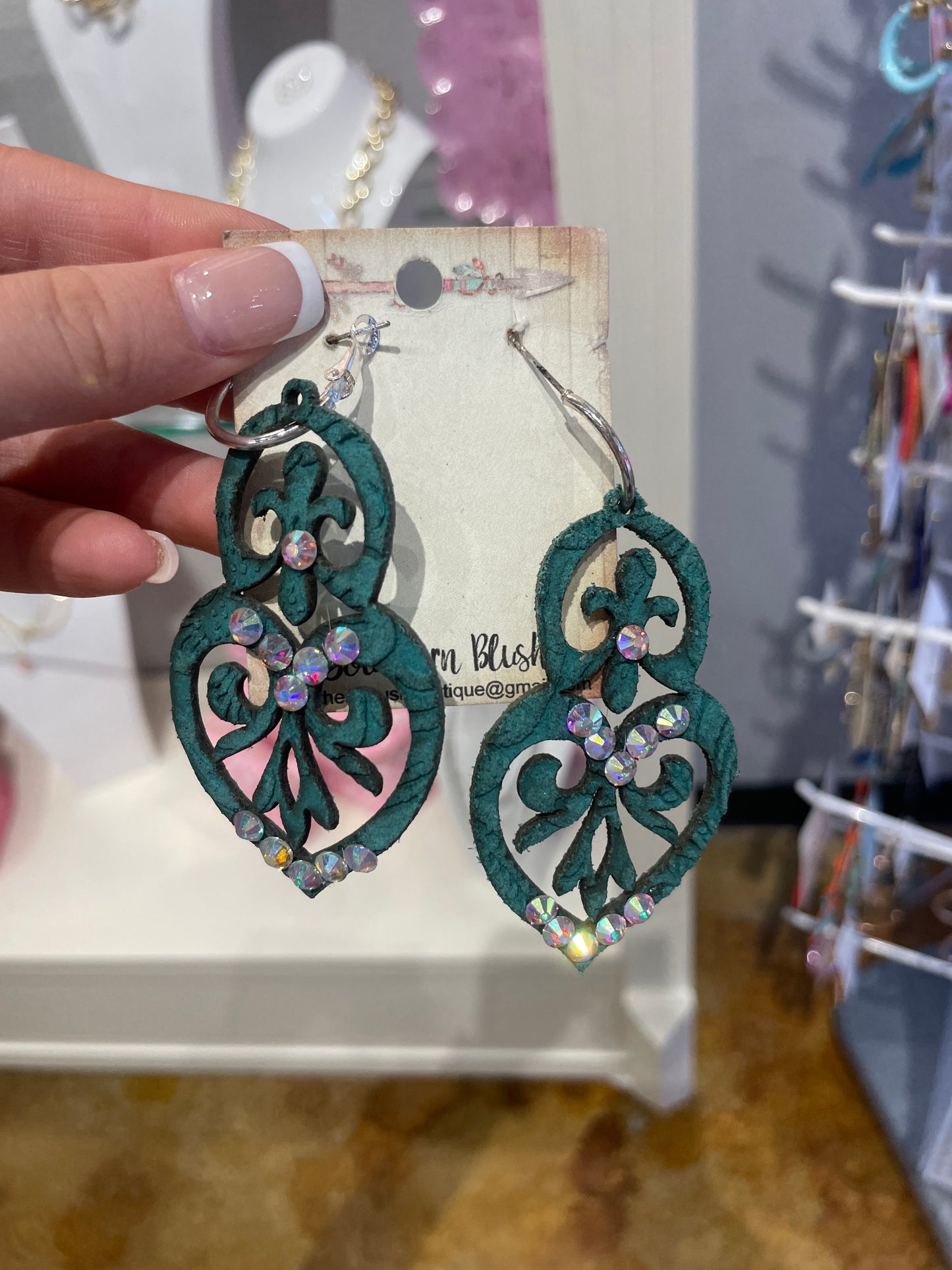 leather cut out earrings