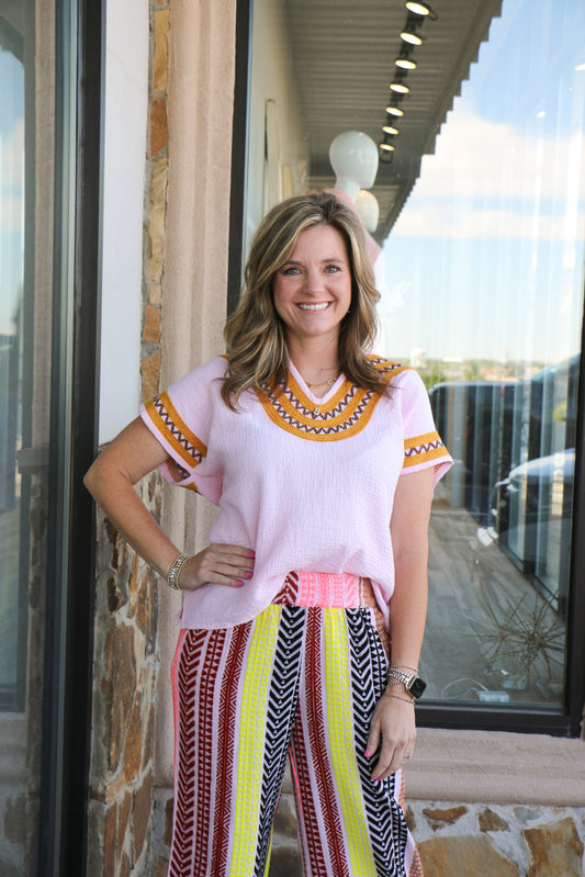 Border Popover Blouse