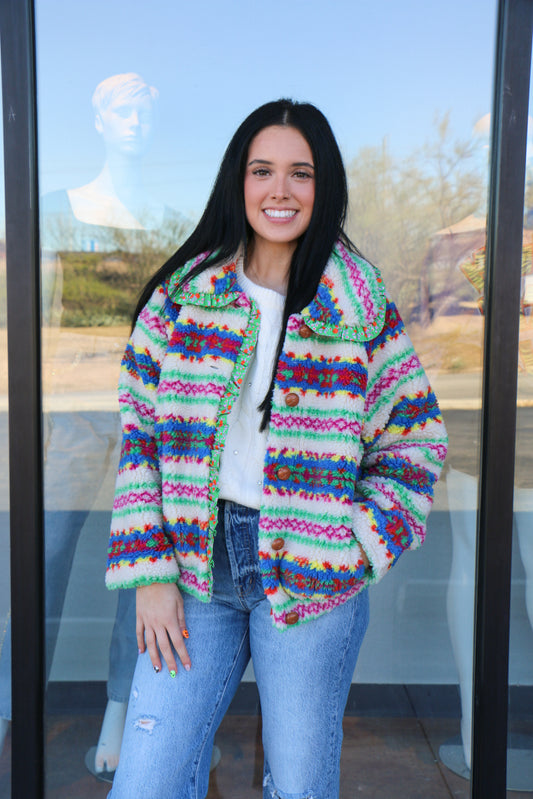 Fair isle sherpa jacket