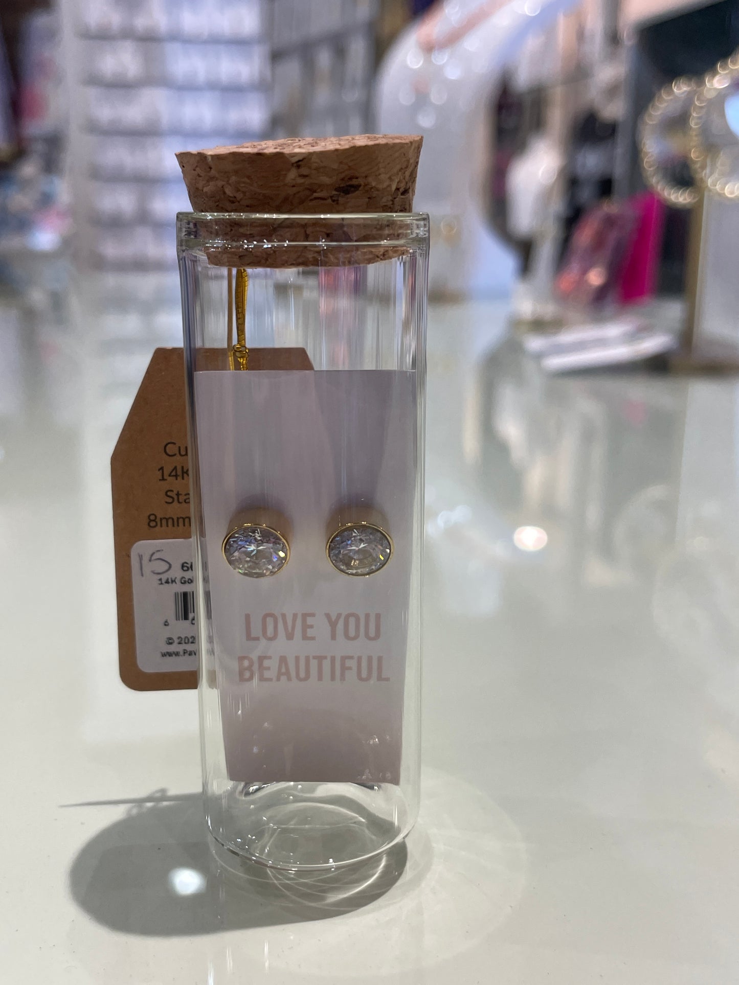 14k gold i love you earrings