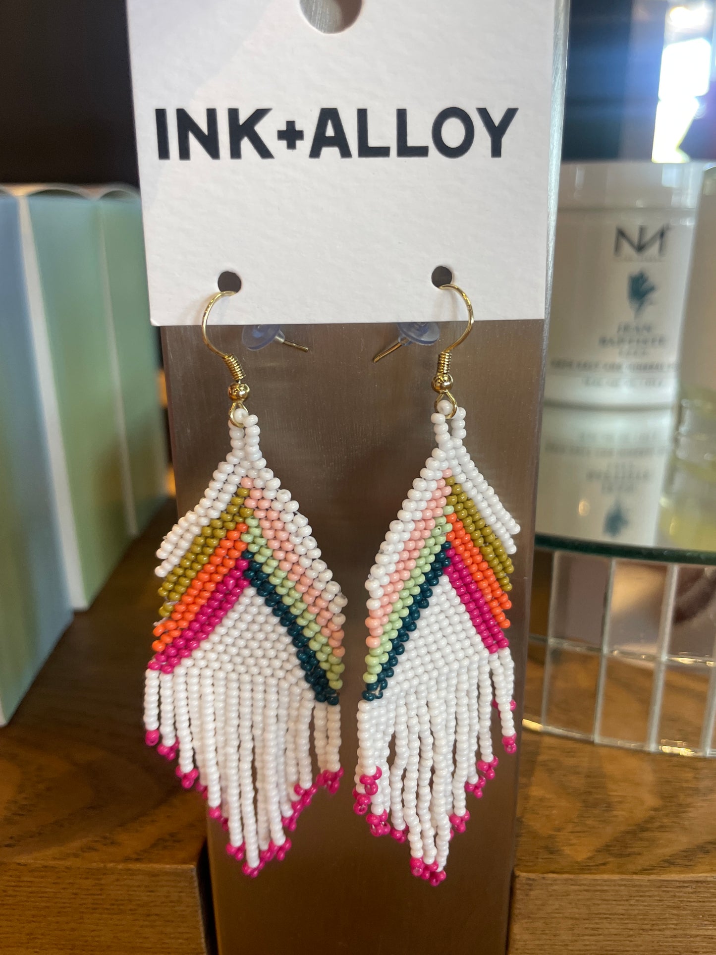 ELISE CHEVRON BEADED FRINGE EARRING