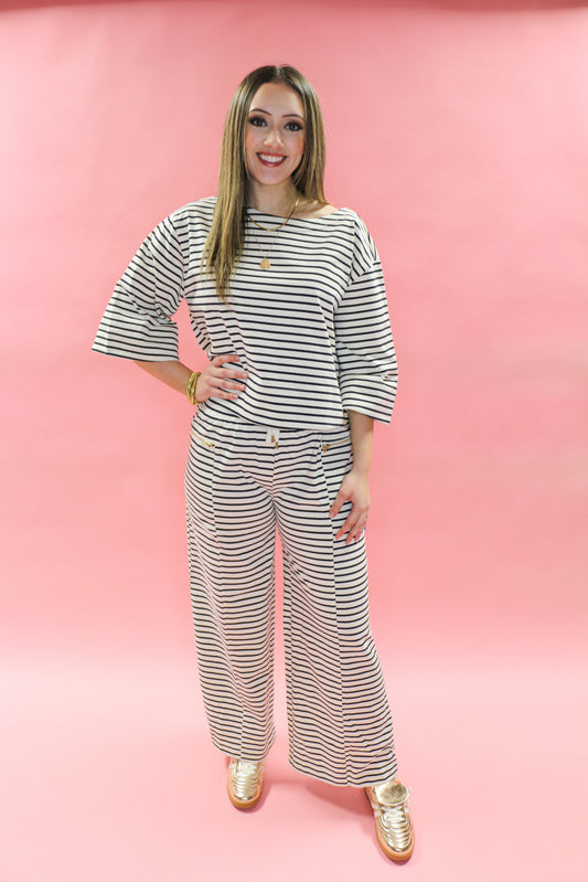 striped oversized sweat suit pants