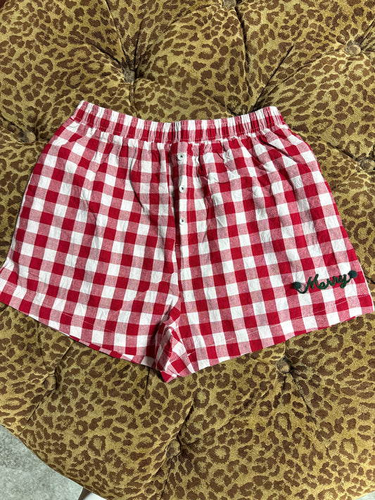 merry plaid pj shorts