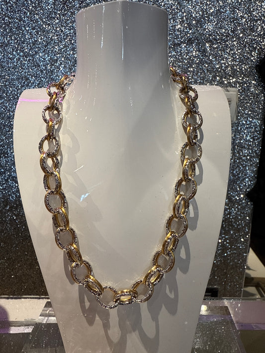 Pebble link 2-tone necklace