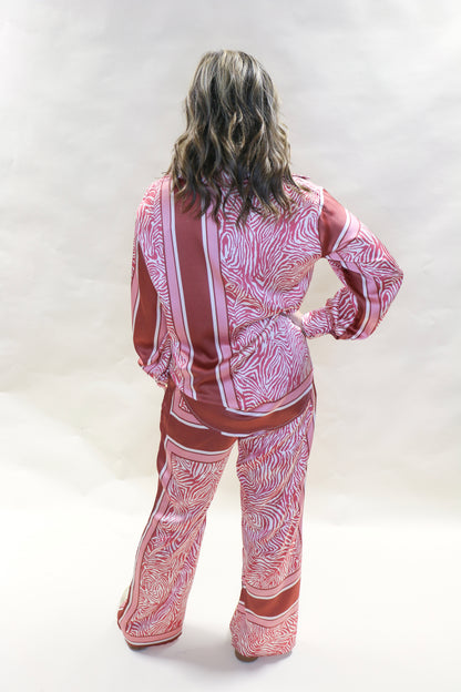 Pink zebra pant/ shirt set