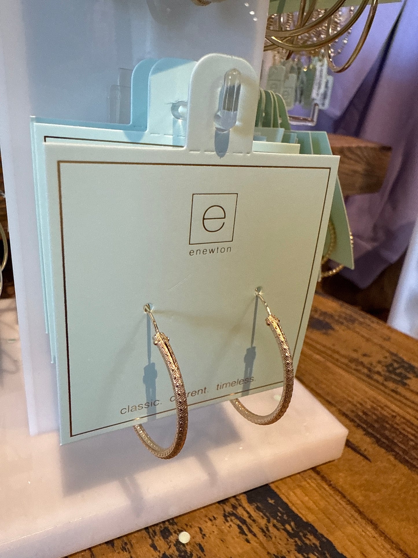 Gold round 1.25 textured hoops
