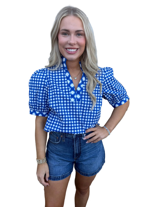 Top Tricia Gingham Mix Navy