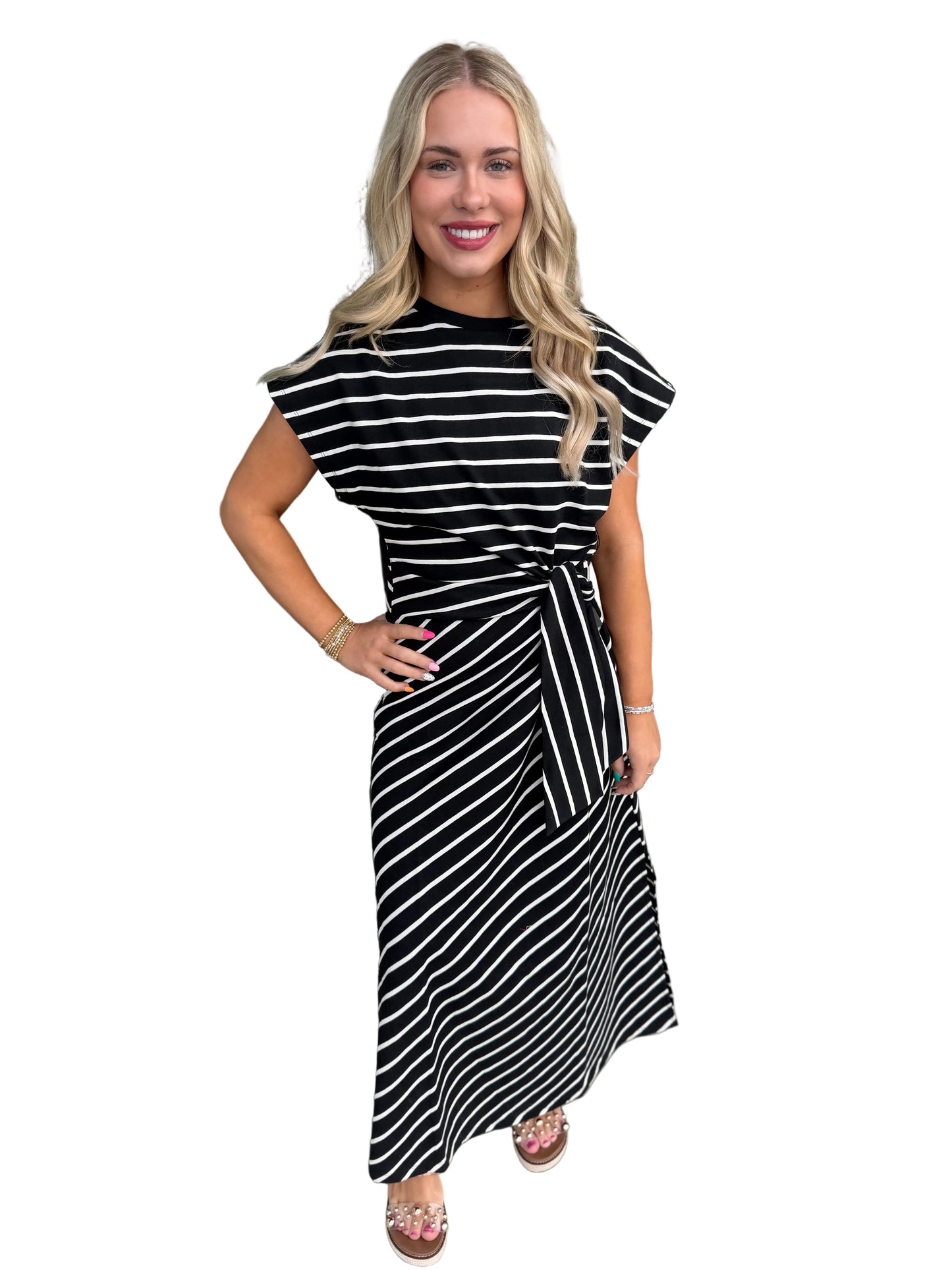 Black and white Cinch Waist Dress