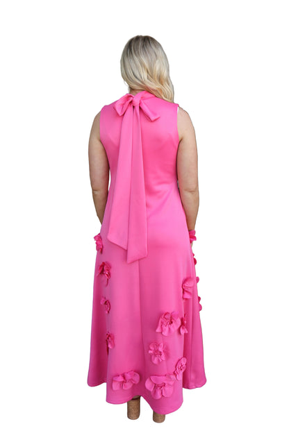 pink long flower dress