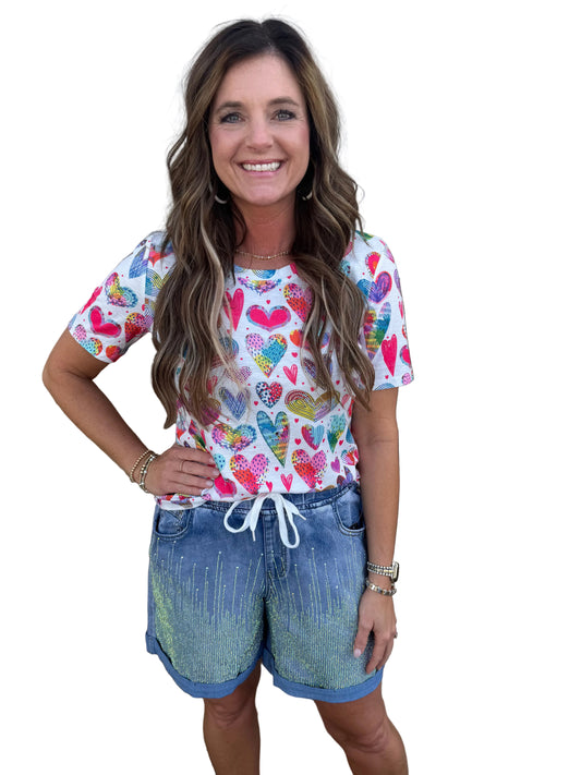 Heart bedazzled shirt