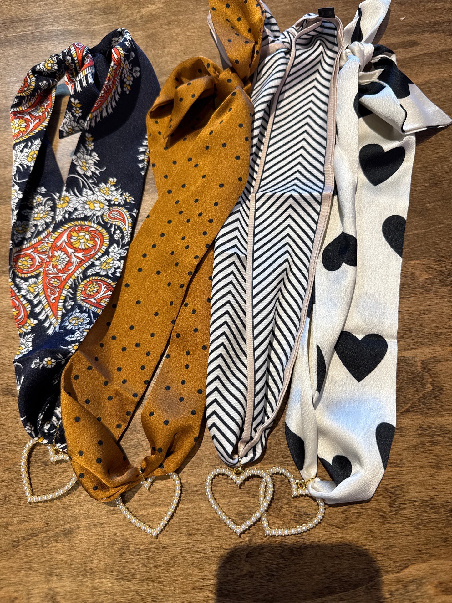 Pearl Open Heart on Scarf  Necklace