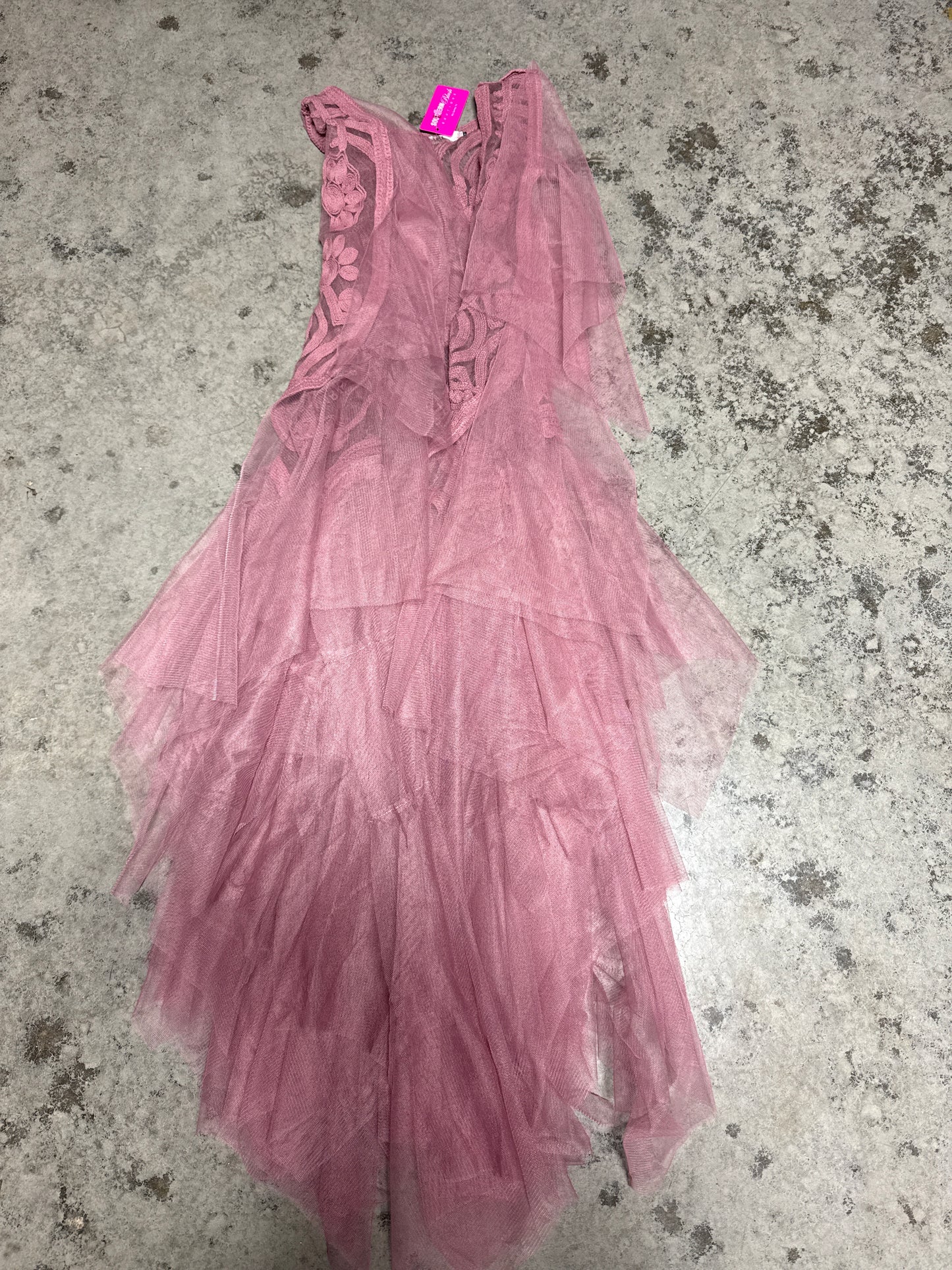 Dusty rose mesh crochet tulle vest