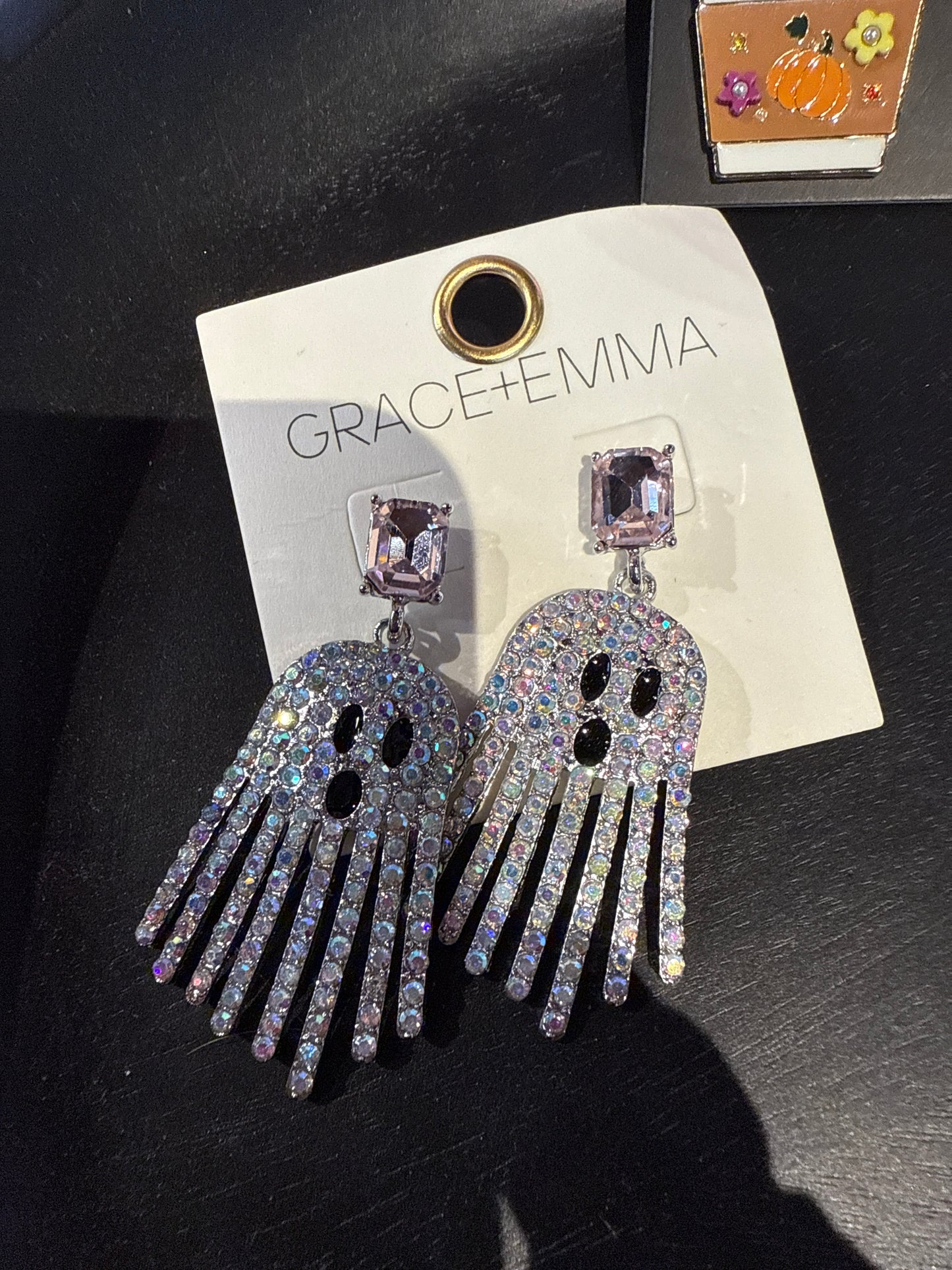 rhinestone ghost earrings