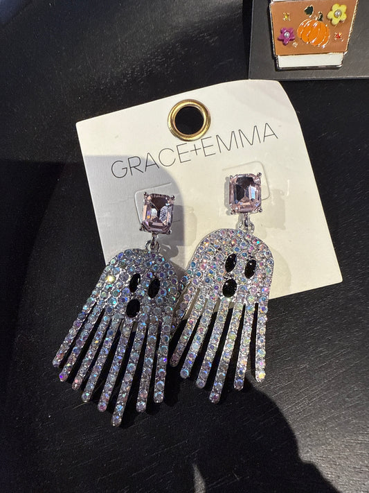 rhinestone ghost earrings