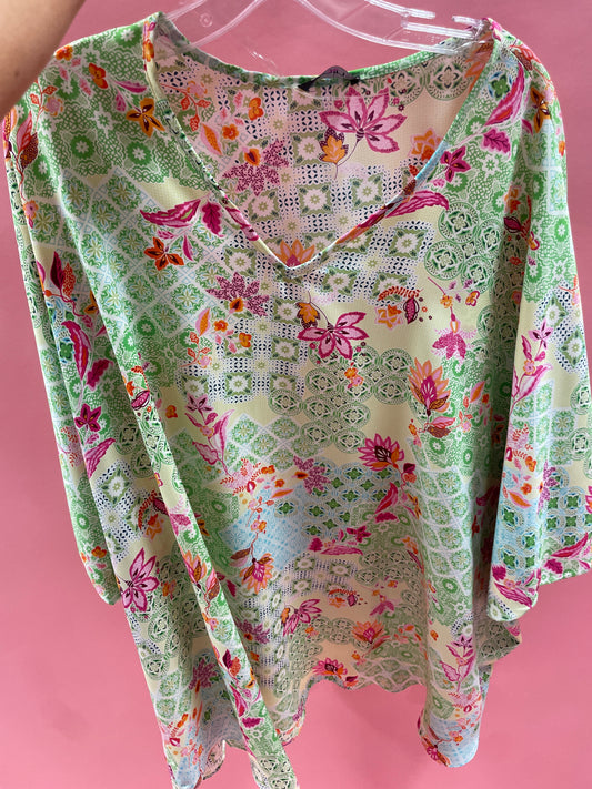 FLORAL SHORT SLV TOP