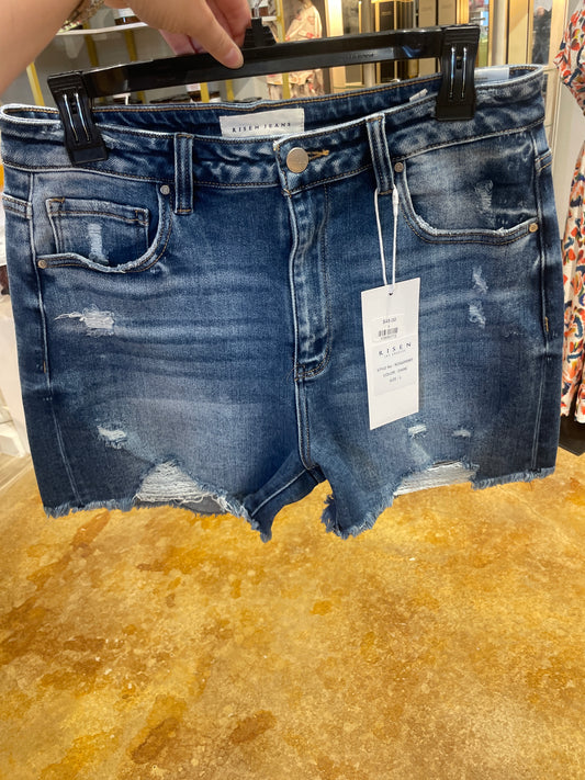High Rise Distressed Detail Shorts